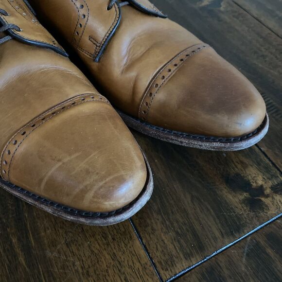 Allen Edmonds Clifton Oxford Brogue Cap-Toe Men Shoes Leather Honey Brown 12-D main image 11